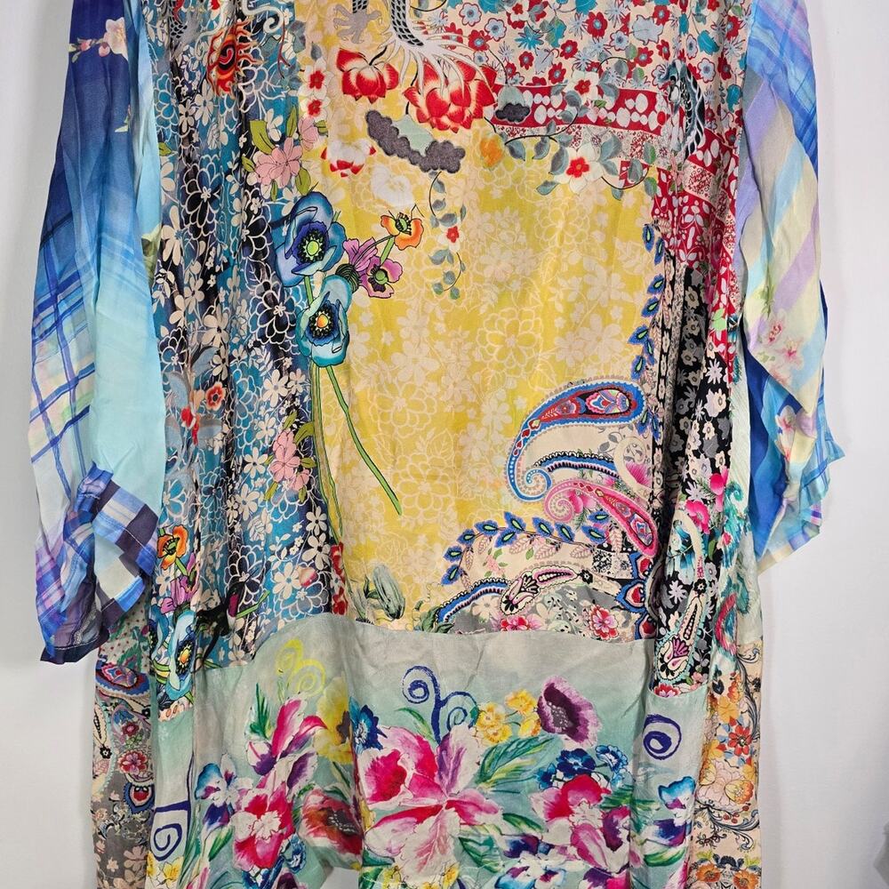 Johnny Was Thiodorah Silk Long Patchwork Kimono extended size 2X - Picture 10 of 15